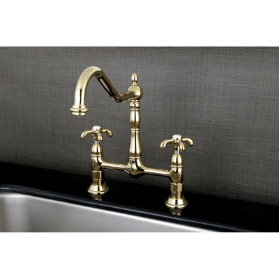 Elements of Design ES1172TX Bridge Kitchen Faucet, Polished Brass