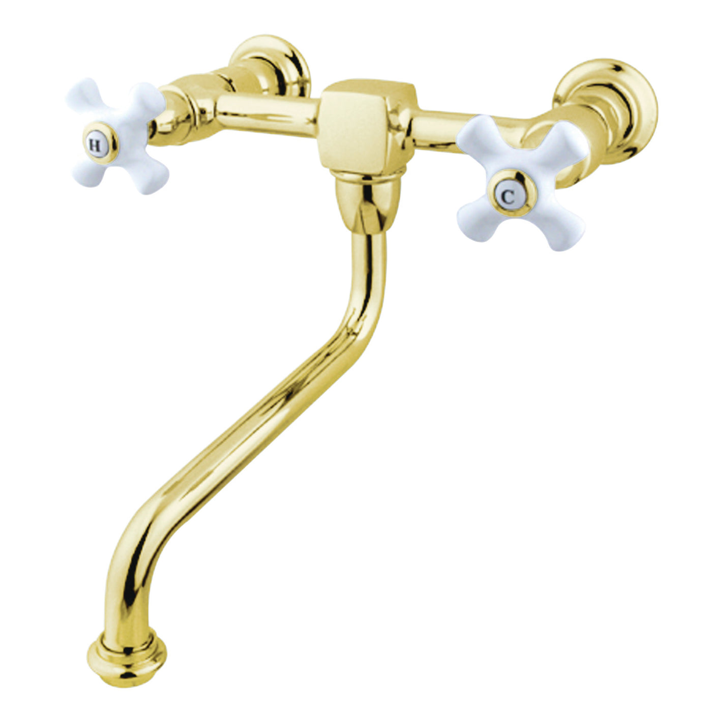 Elements of Design ES1212PX Wall Mount Bathroom Faucet, Polished Brass