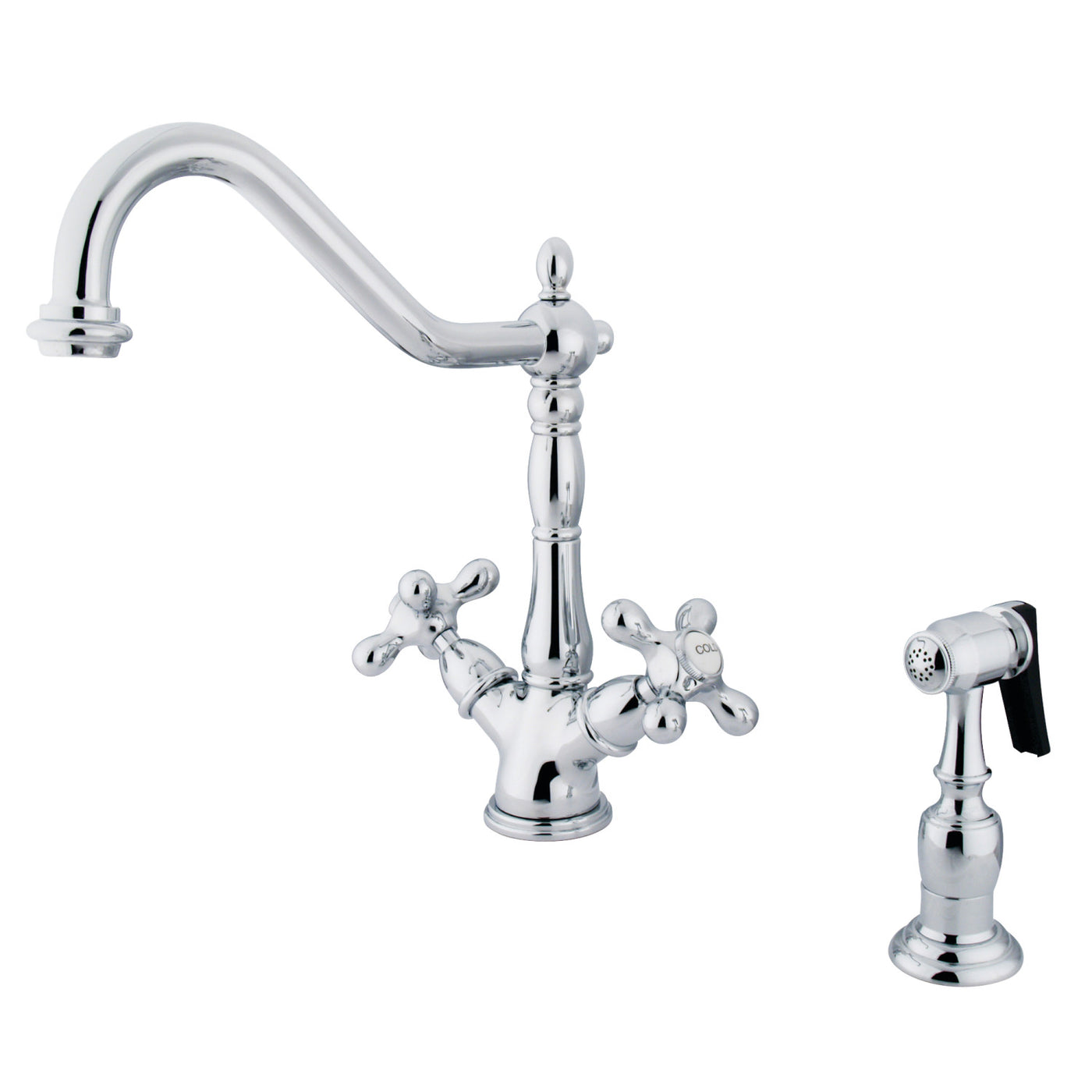 Elements of Design ES1231AXBS Deck Mount Kitchen Faucet with Brass Sprayer, Polished Chrome