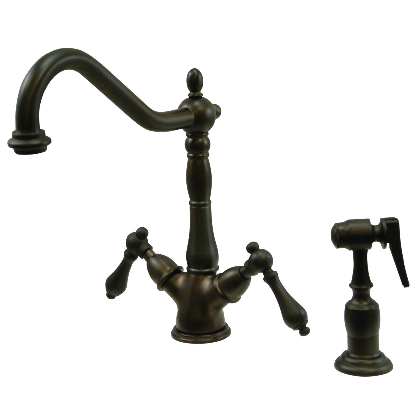 Elements of Design ES1235ALBS Deck Mount Kitchen Faucet with Brass Sprayer, Oil Rubbed Bronze