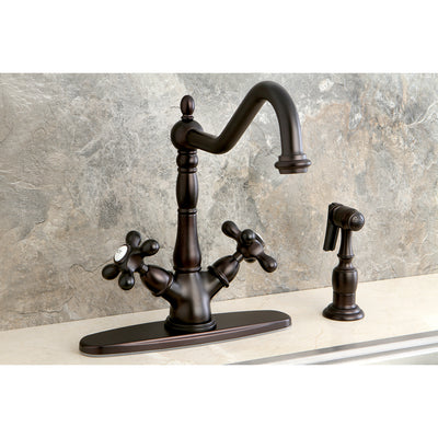 Elements of Design ES1235AXBS Deck Mount Kitchen Faucet with Brass Sprayer, Oil Rubbed Bronze