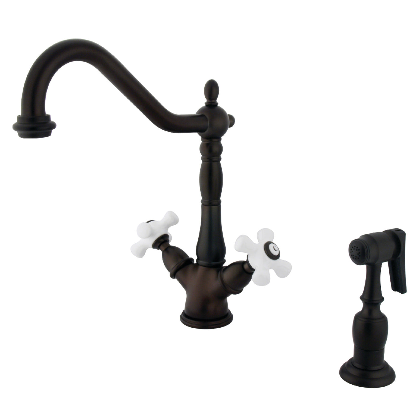 Elements of Design ES1235PXBS 2-Handle Kitchen Faucet with Brass Sprayer, Oil Rubbed Bronze