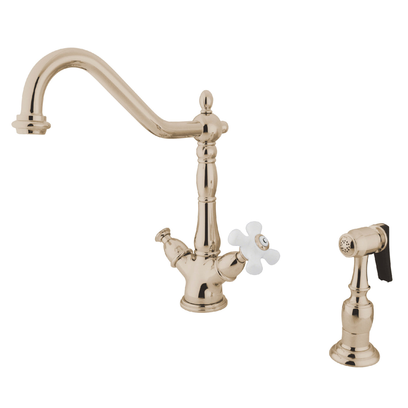 Elements of Design ES1236PXBS 2-Handle Kitchen Faucet with Brass Sprayer, Polished Nickel