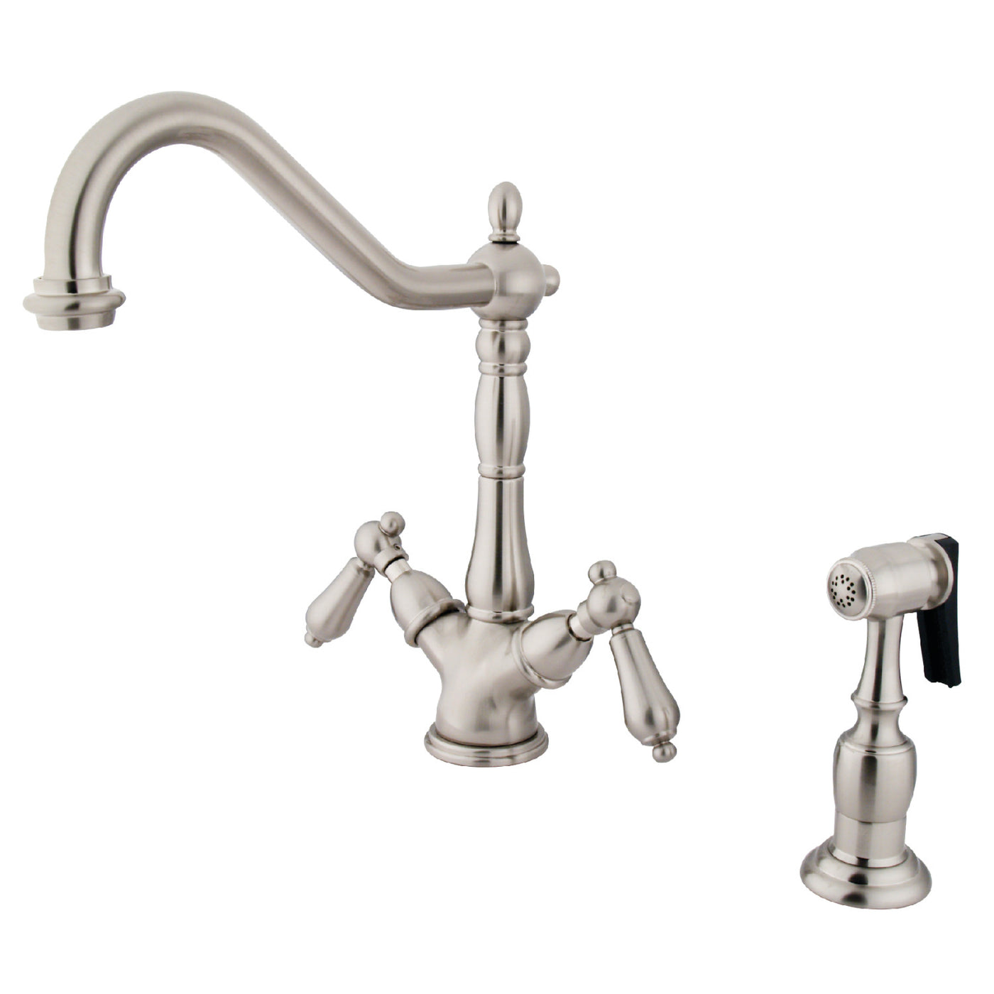 Elements of Design ES1238ALBS Deck Mount Kitchen Faucet with Brass Sprayer, Brushed Nickel