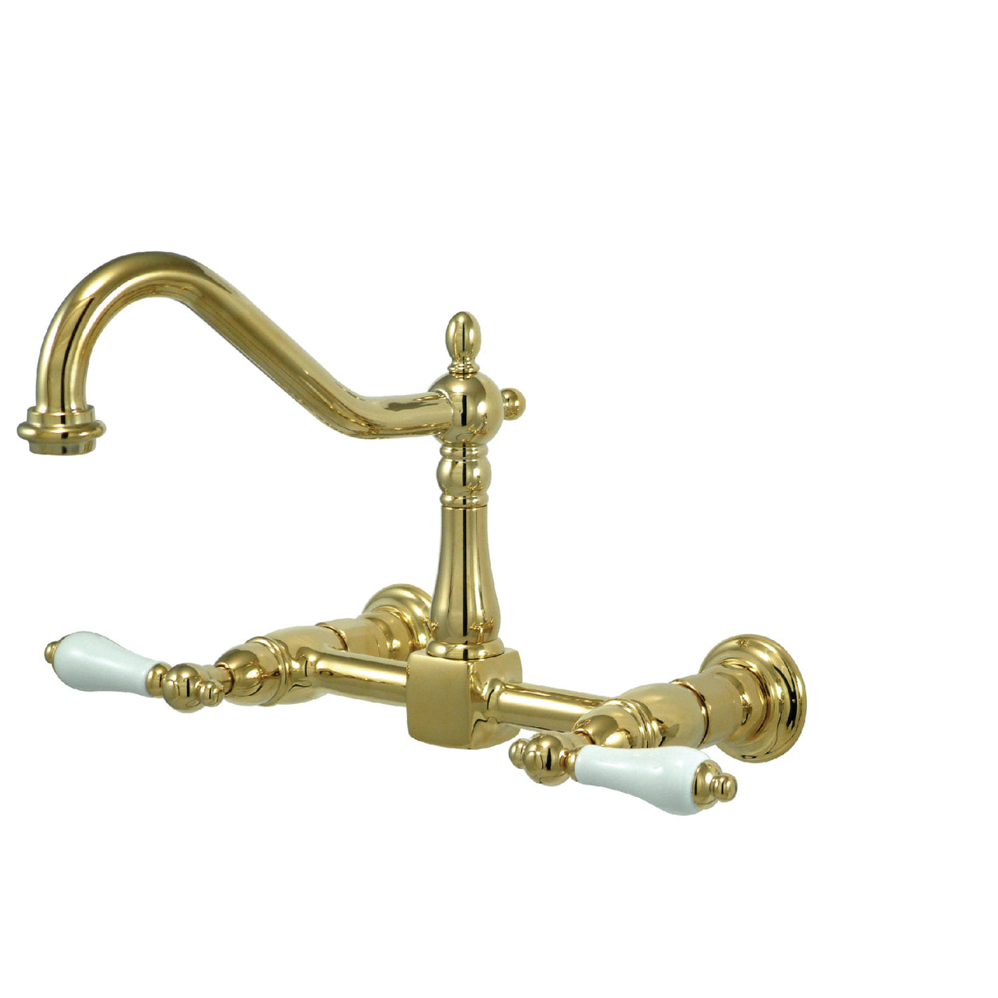 Elements of Design ES1242PL Two-Handle Wall Mount Bridge Kitchen Faucet, Polished Brass