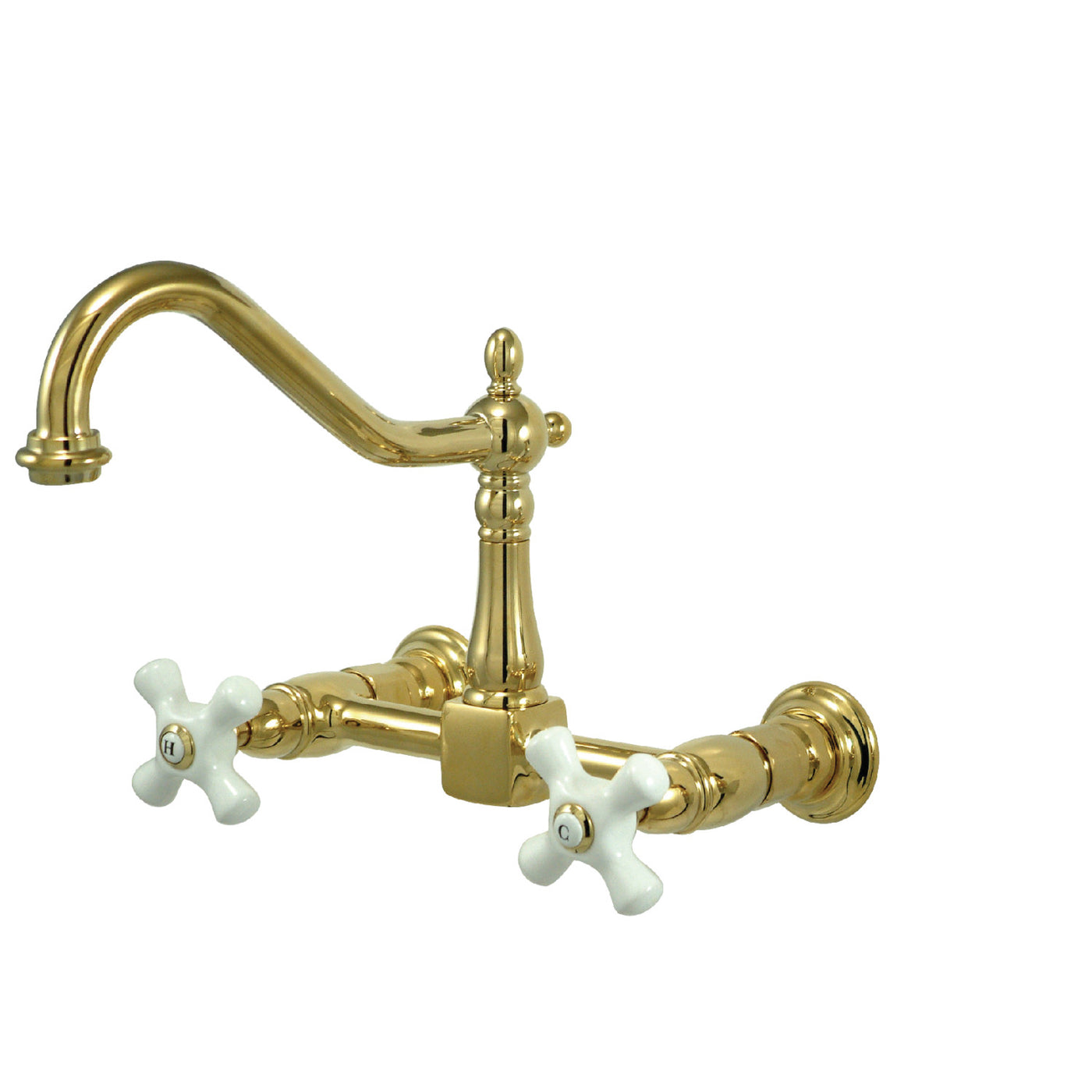 Elements of Design ES1242PX Two-Handle Wall Mount Bridge Kitchen Faucet, Polished Brass