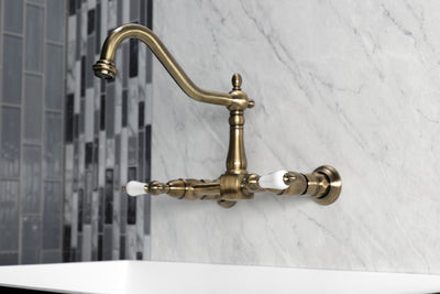 Elements of Design ES1243PL Two-Handle Wall Mount Bridge Kitchen Faucet, Antique Brass