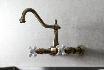 Elements of Design ES1243PX Two-Handle Wall Mount Bridge Kitchen Faucet, Antique Brass