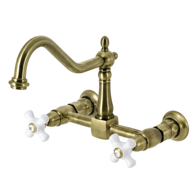 Elements of Design ES1243PX Two-Handle Wall Mount Bridge Kitchen Faucet, Antique Brass