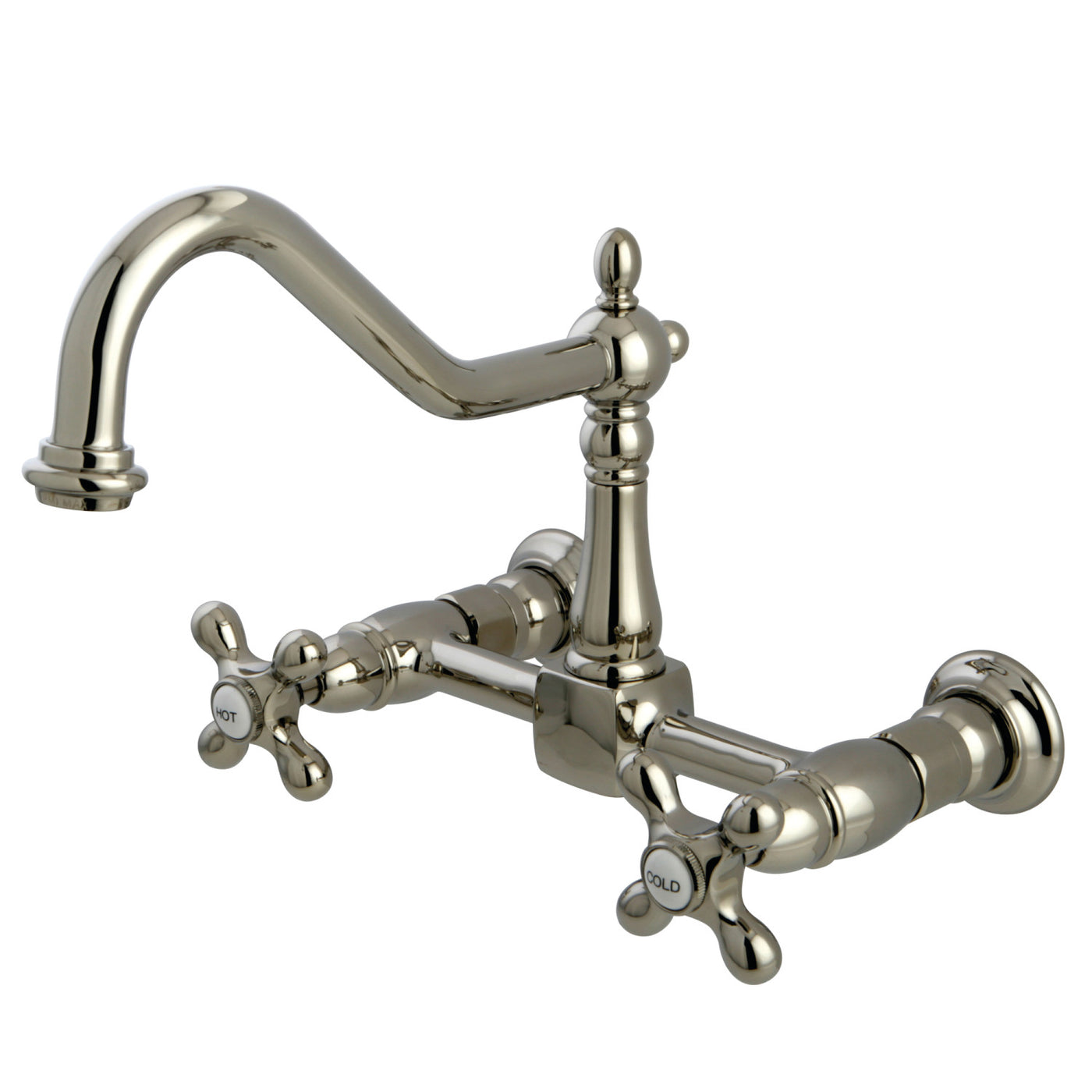 Elements of Design ES1246AX Two-Handle Wall Mount Bridge Kitchen Faucet, Polished Nickel