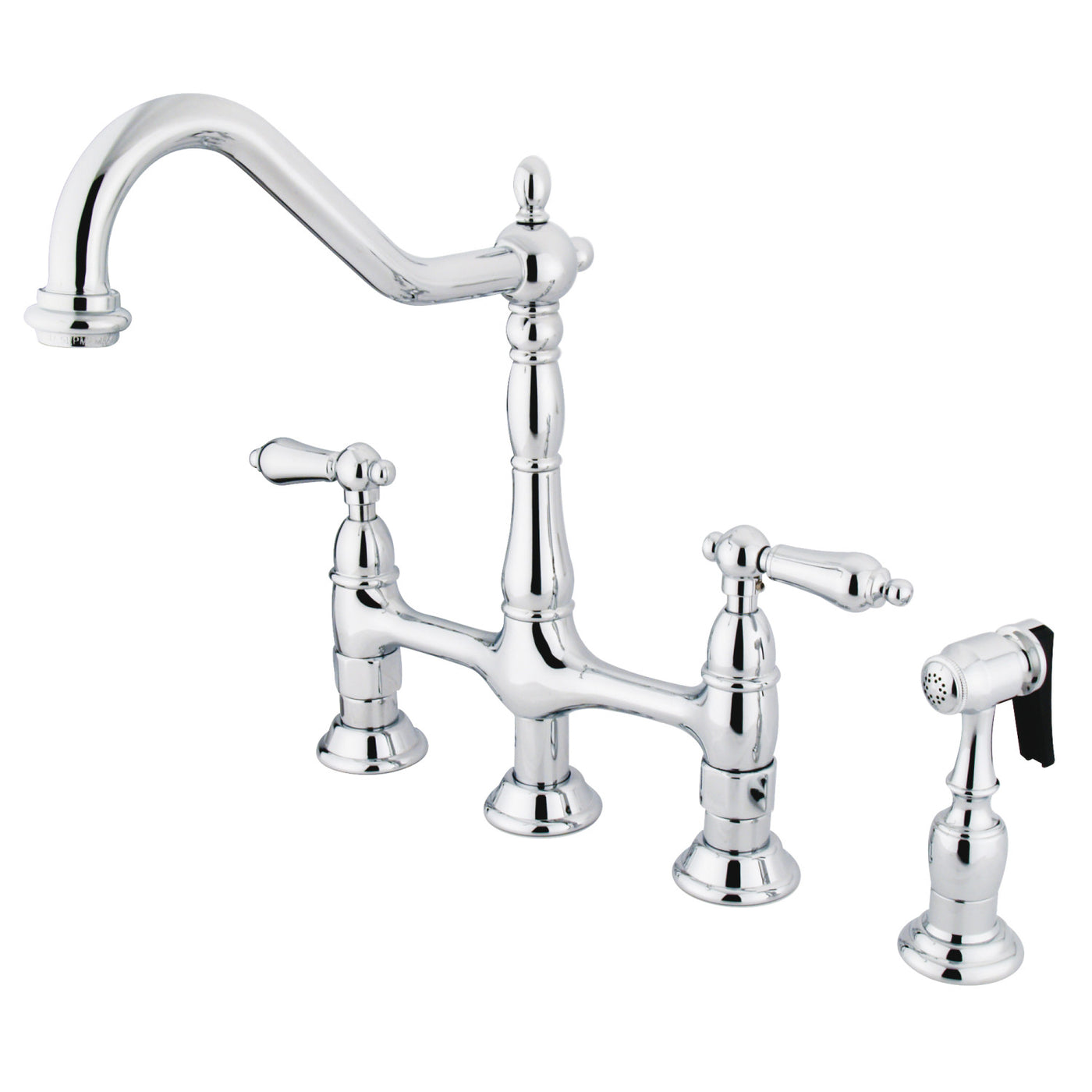 Elements of Design ES1271ALBS Bridge Kitchen Faucet with Brass Sprayer, Polished Chrome