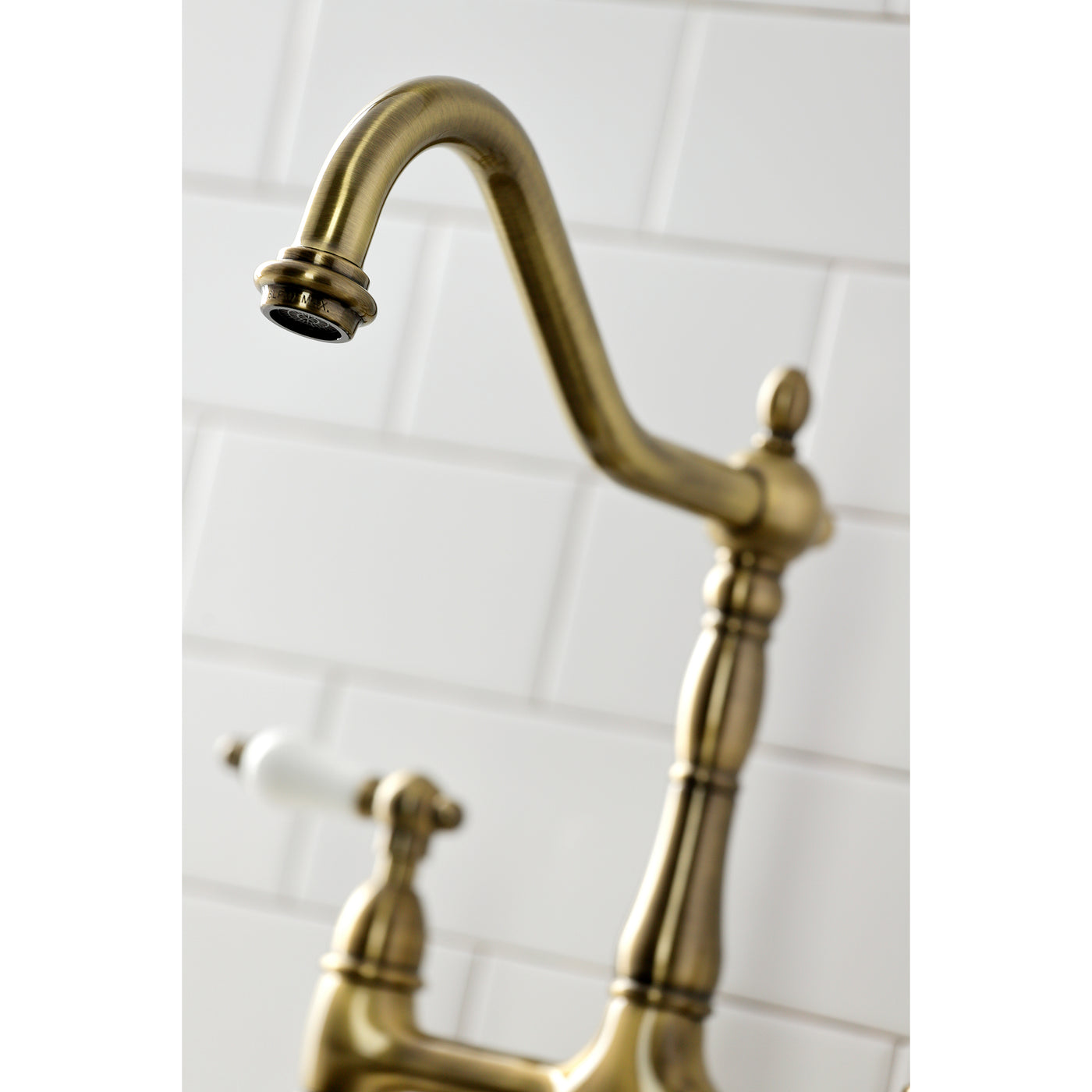 Elements of Design ES1273PLBS Bridge Kitchen Faucet with Brass Sprayer, Antique Brass