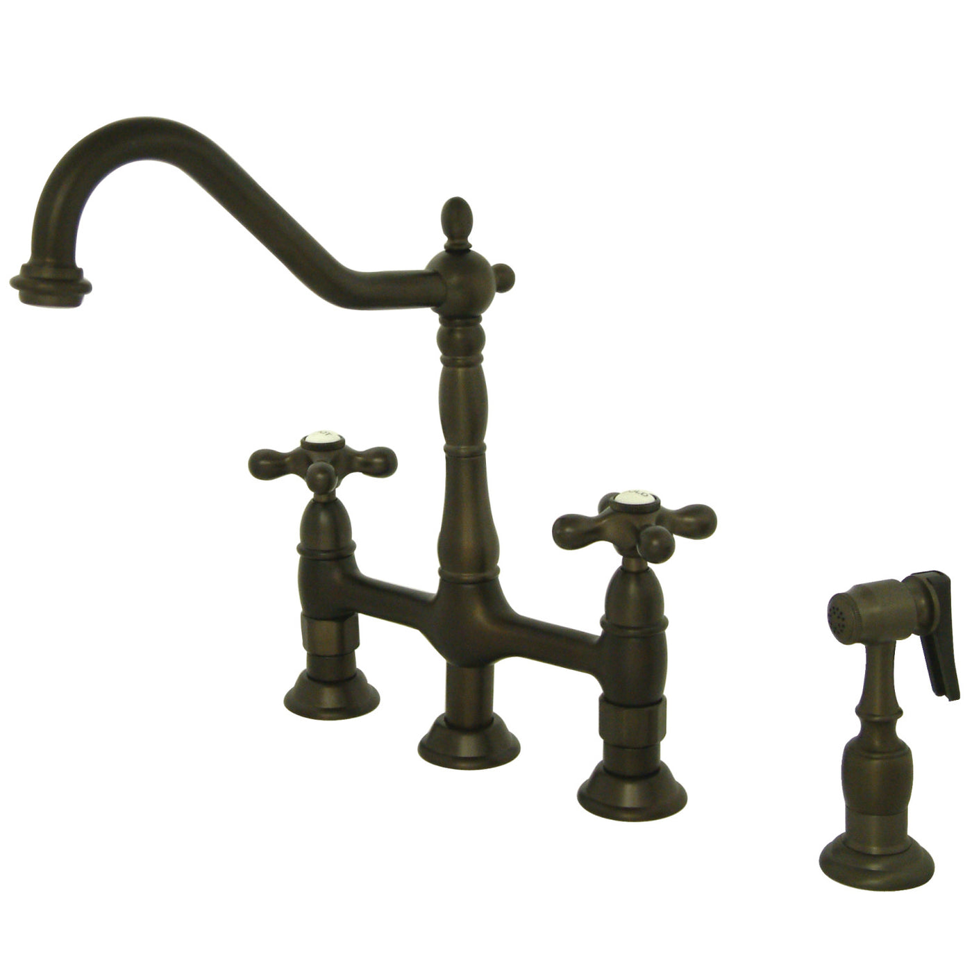 Elements of Design ES1275AXBS Bridge Kitchen Faucet with Brass Sprayer, Oil Rubbed Bronze