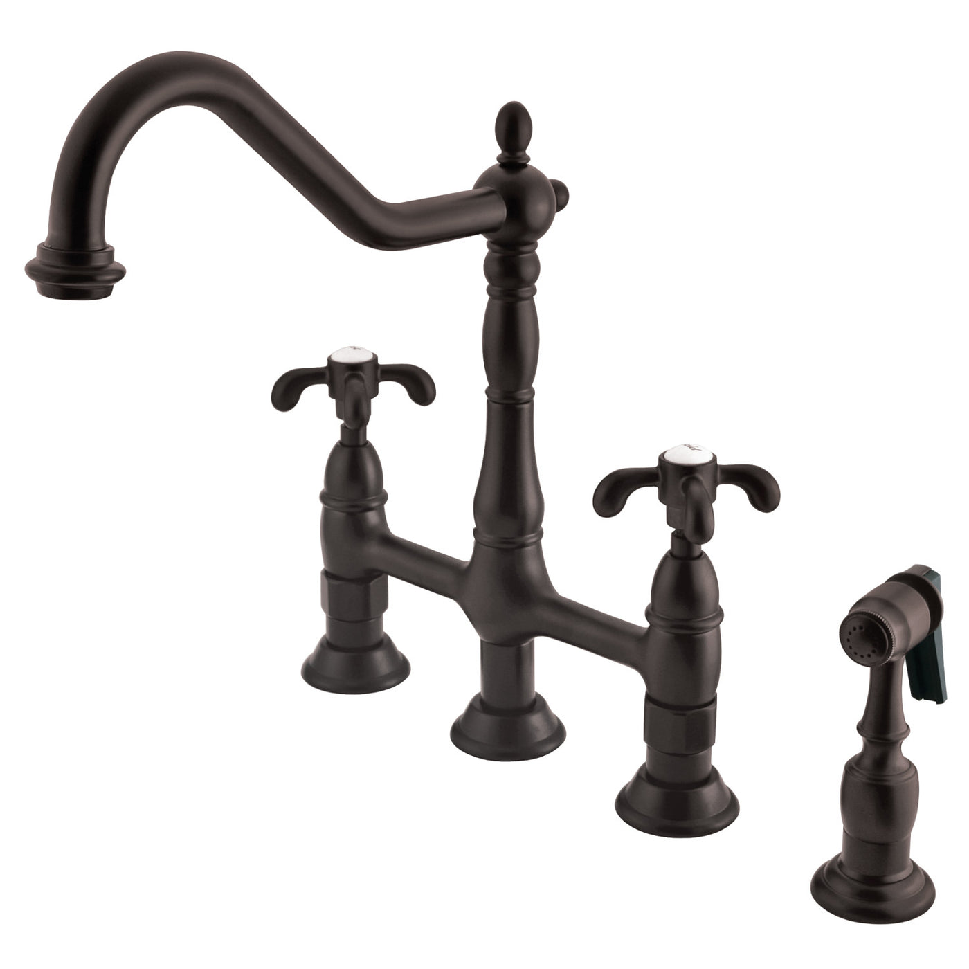 Elements of Design ES1275TXBS Bridge Kitchen Faucet with Brass Sprayer, Oil Rubbed Bronze