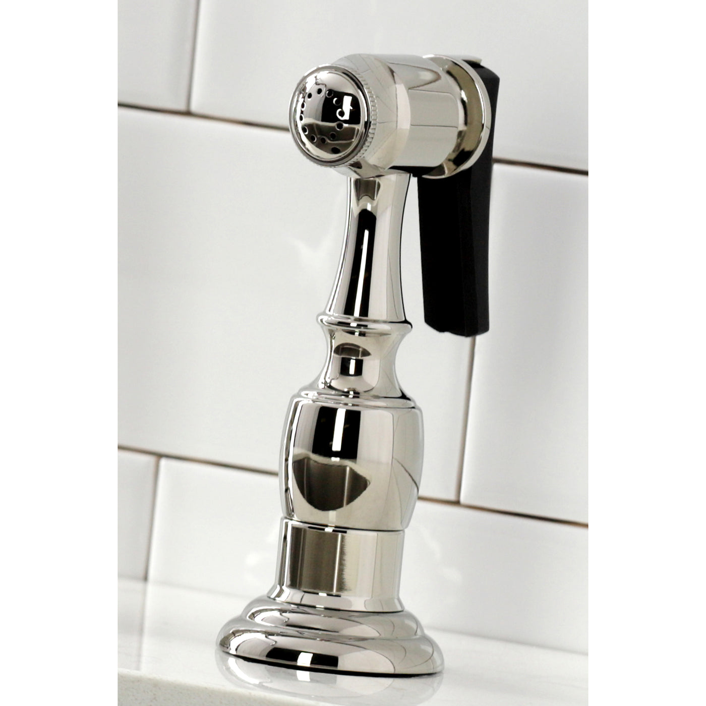 Elements of Design ES1276ALBS Bridge Kitchen Faucet with Brass Sprayer, Polished Nickel