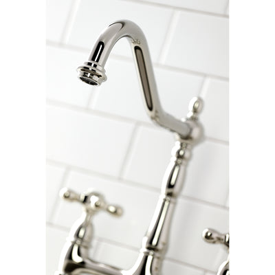 Elements of Design ES1276AXBS Bridge Kitchen Faucet with Brass Sprayer, Polished Nickel