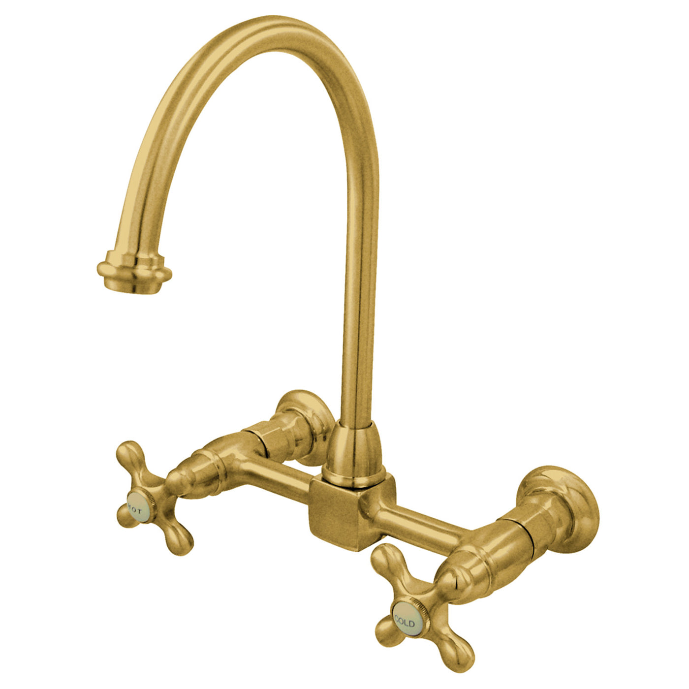 Elements of Design ES1292AX Wall Mount Bridge Kitchen Faucet, Polished Brass