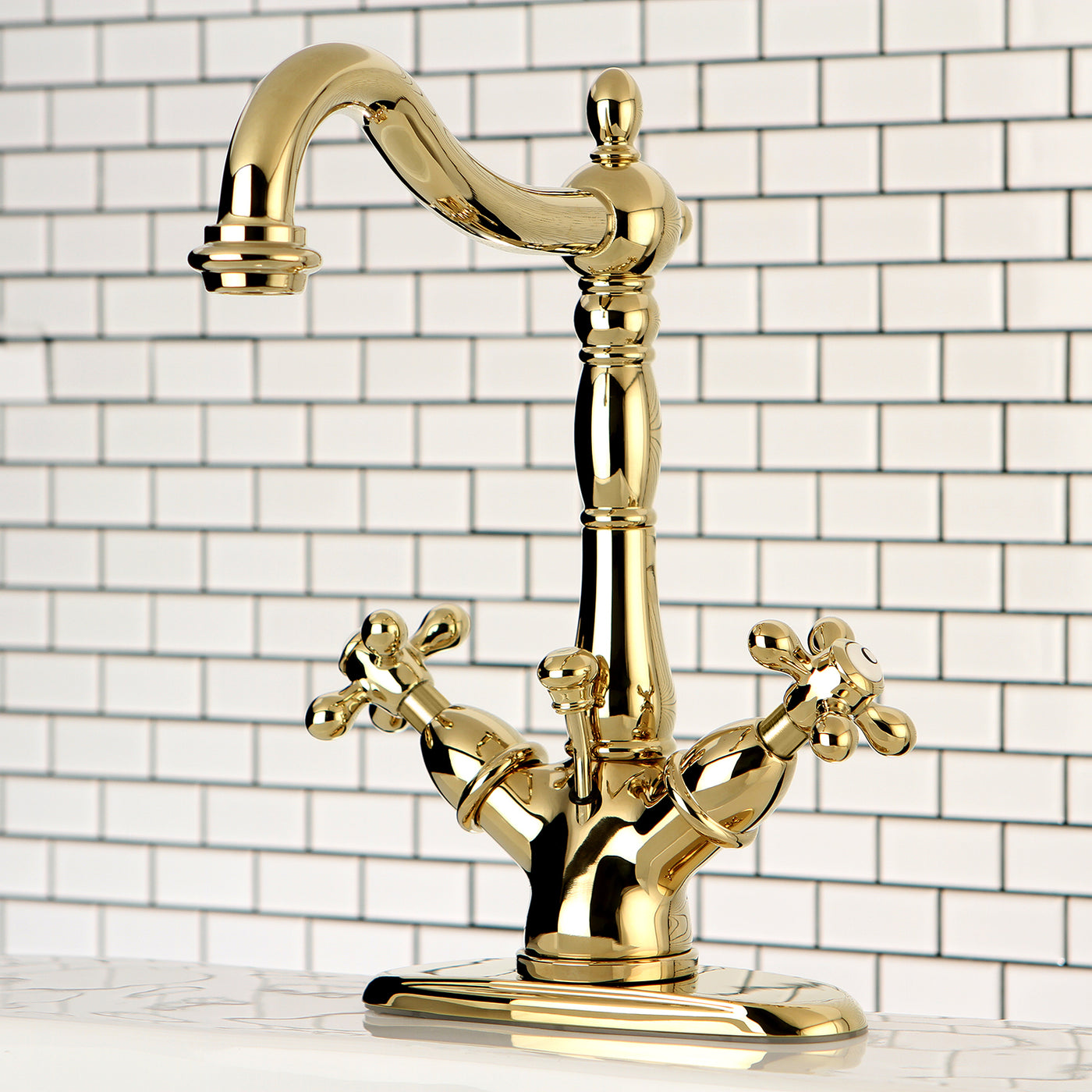 Elements of Design ES1432AX Two-Handle Bathroom Faucet with Brass Pop-Up, Polished Brass