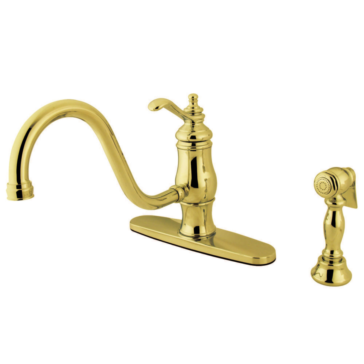 Elements of Design ES1572TLBS Single-Handle Kitchen Faucet, Polished Brass