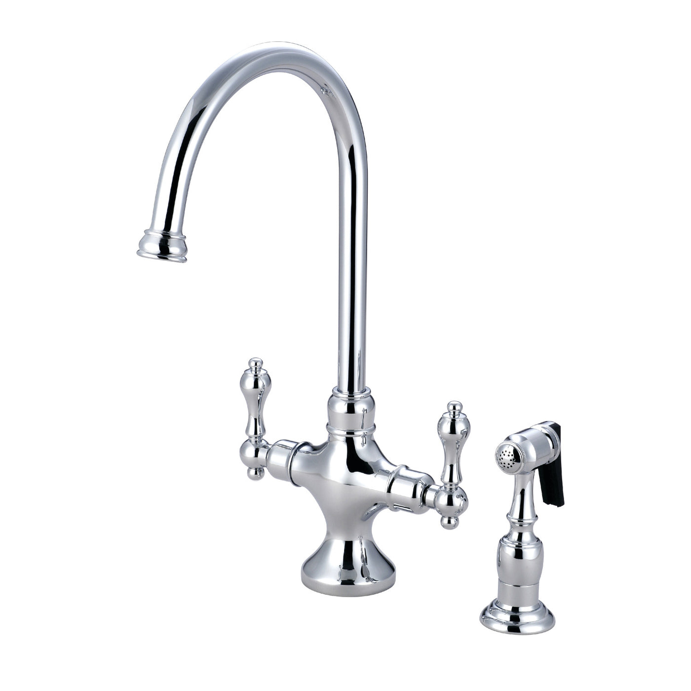 Elements of Design ES1761ALBS Two-Handle Kitchen Faucet with Brass Sprayer, Polished Chrome