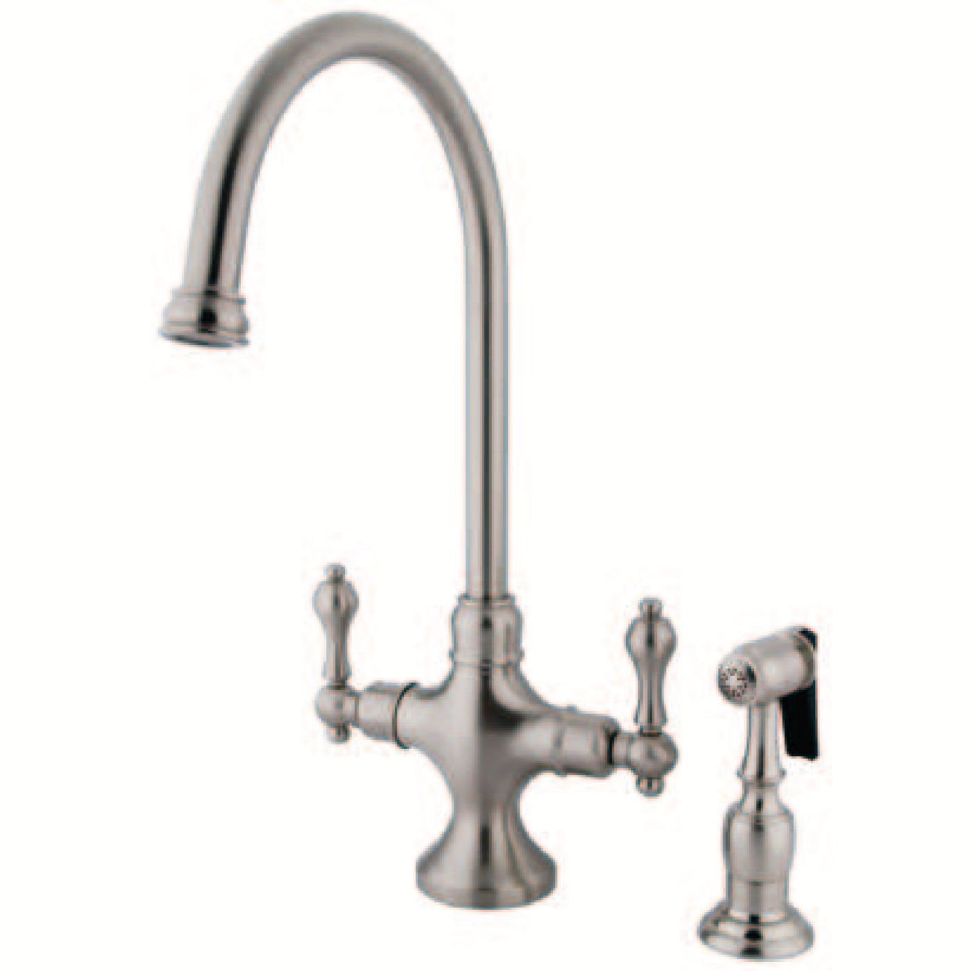 Elements of Design ES1768ALBS Two-Handle Kitchen Faucet with Brass Sprayer, Brushed Nickel