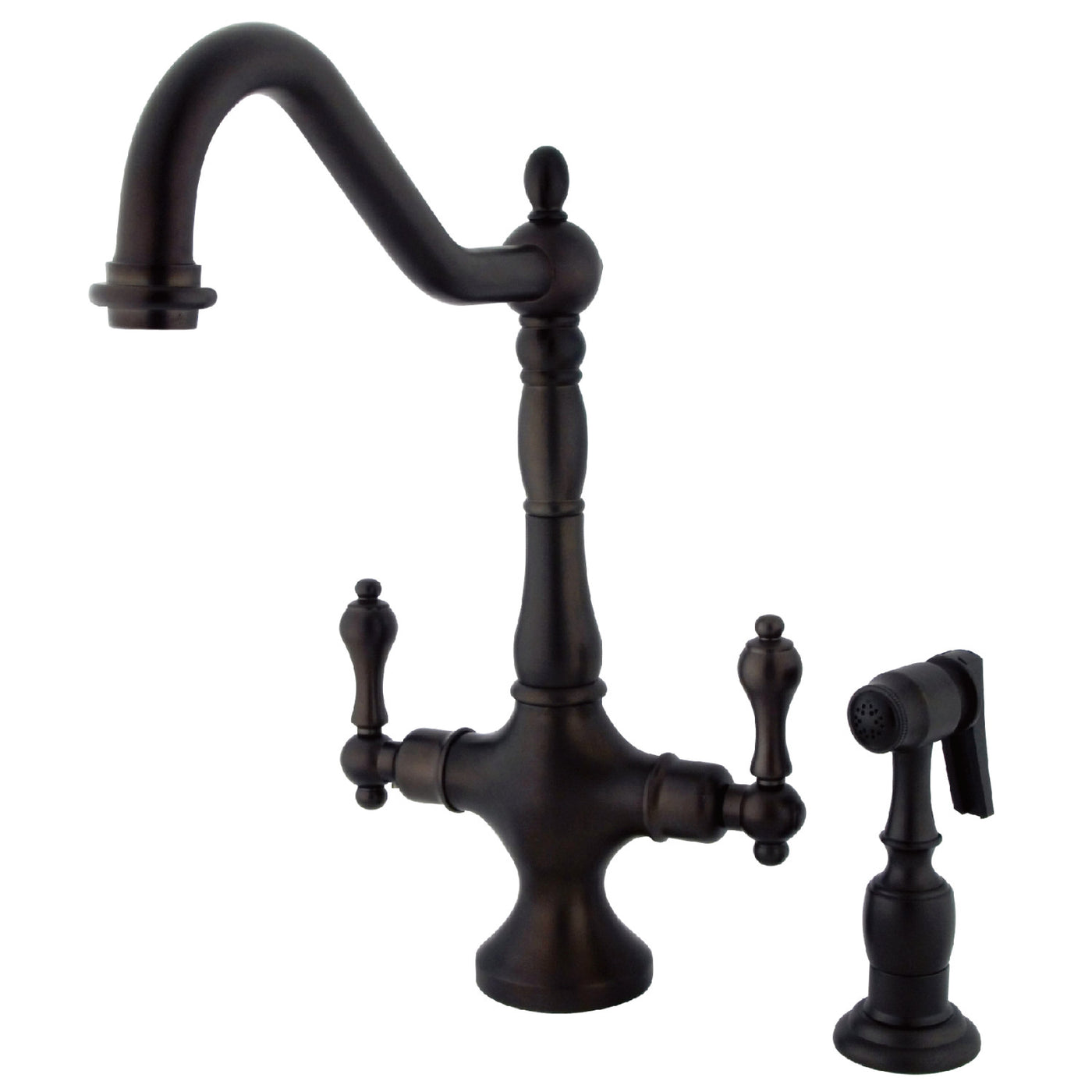 Elements of Design ES1775ALBS 2-Handle Kitchen Faucet with Brass Sprayer, Oil Rubbed Bronze