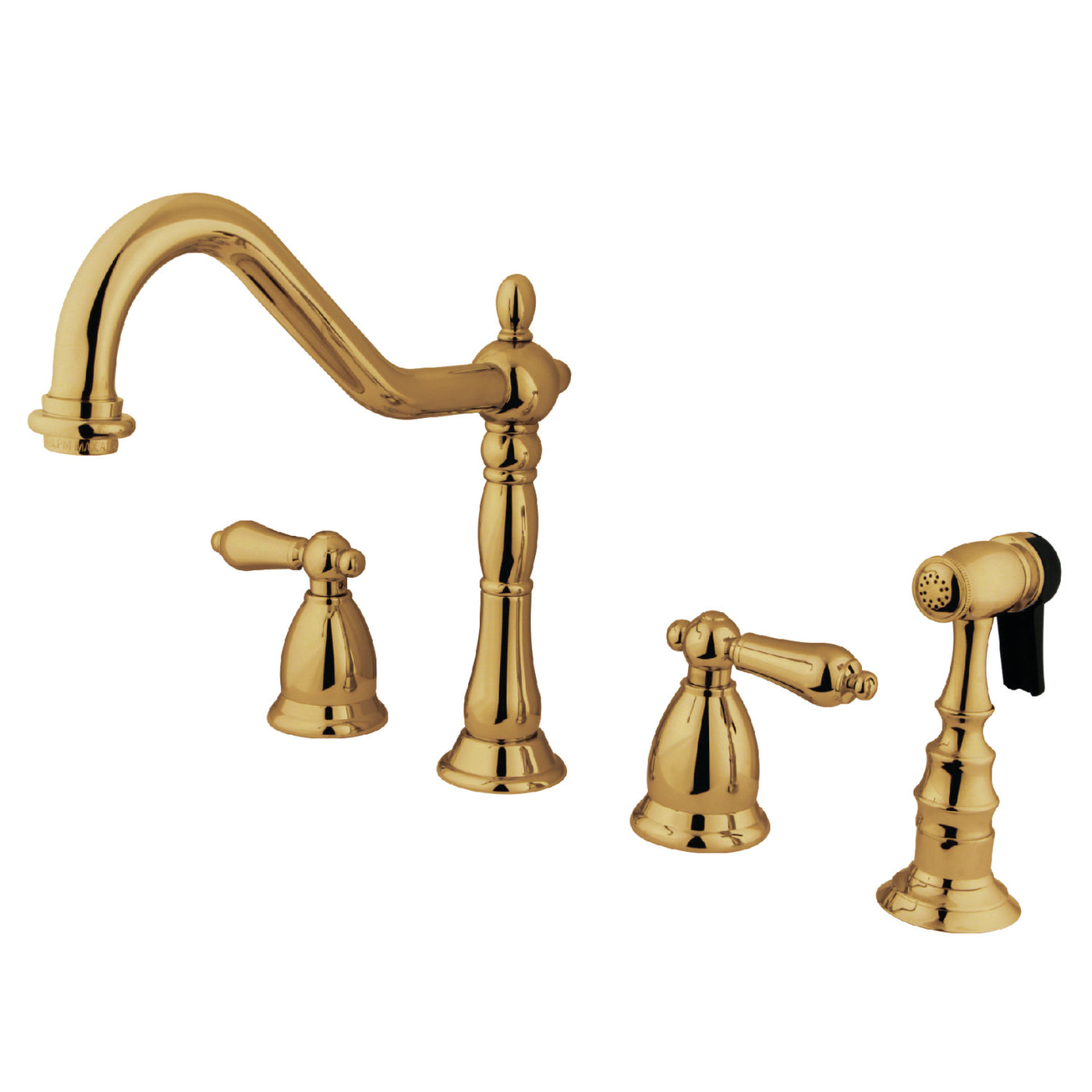 Elements of Design ES1792ALBS Widespread Kitchen Faucet with Brass Sprayer, Polished Brass