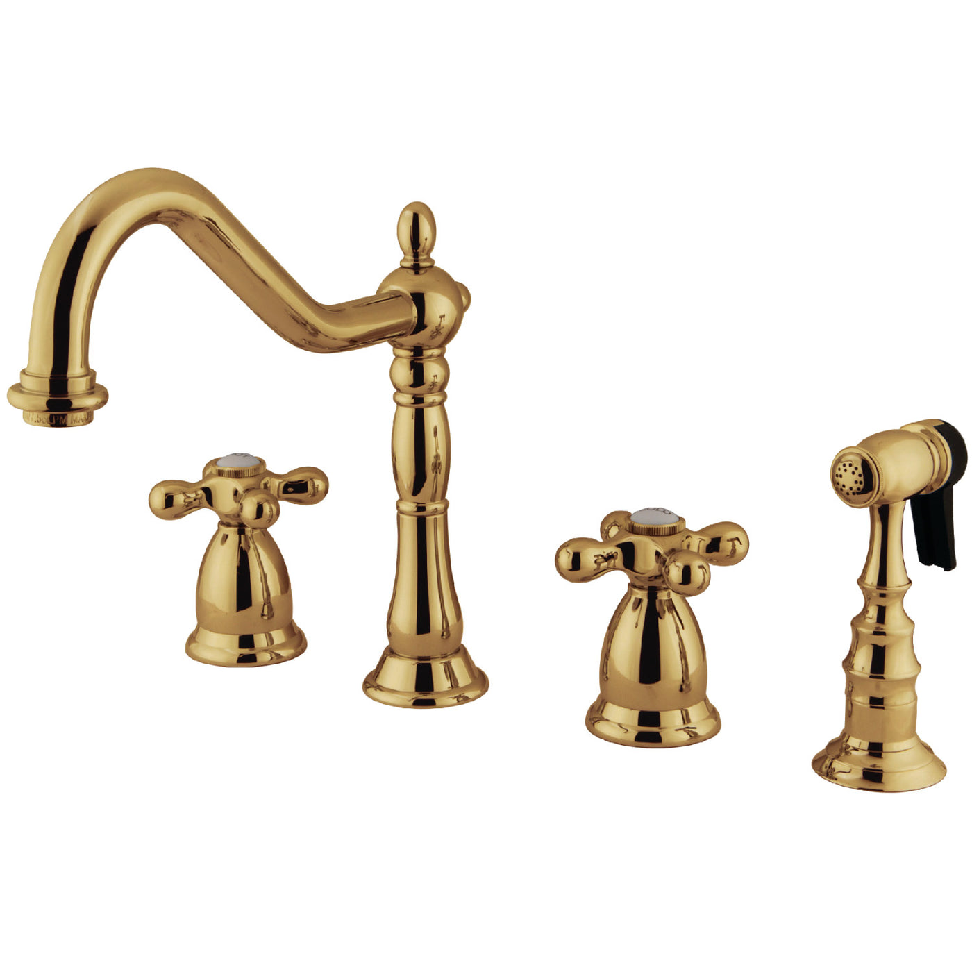 Elements of Design ES1792AXBS Widespread Kitchen Faucet with Brass Sprayer, Polished Brass