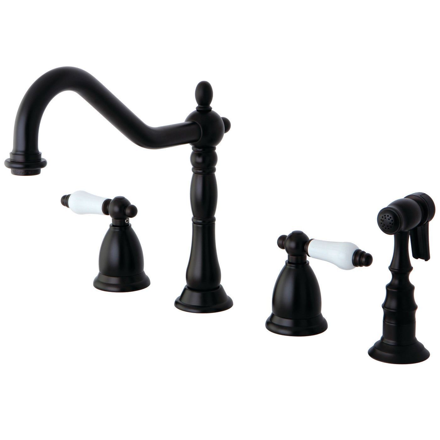 Elements of Design ES1795PLBS Widespread Kitchen Faucet with Brass Sprayer, Oil Rubbed Bronze