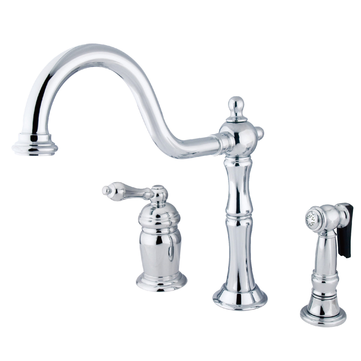 Elements of Design ES1811ALBS Single-Handle Widespread Kitchen Faucet with Brass Sprayer, Polished Chrome