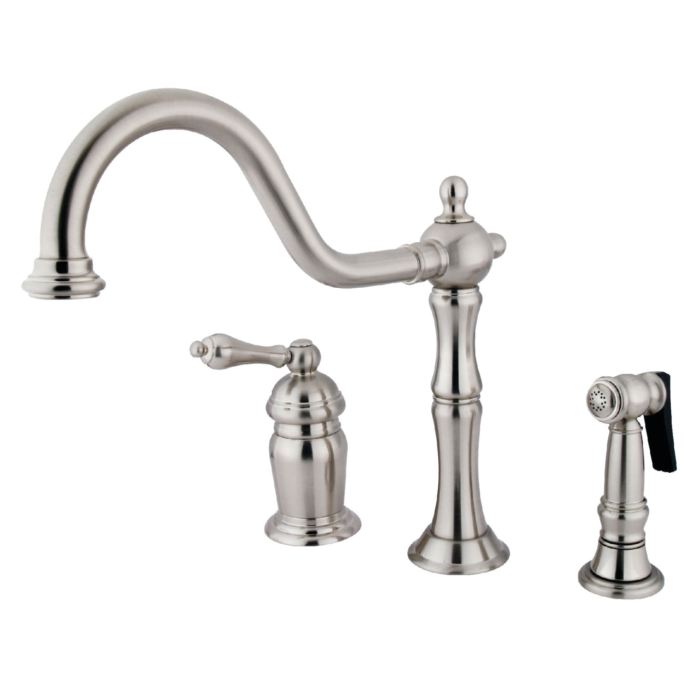 Elements of Design ES1818ALBS Single-Handle Widespread Kitchen Faucet with Brass Sprayer, Brushed Nickel