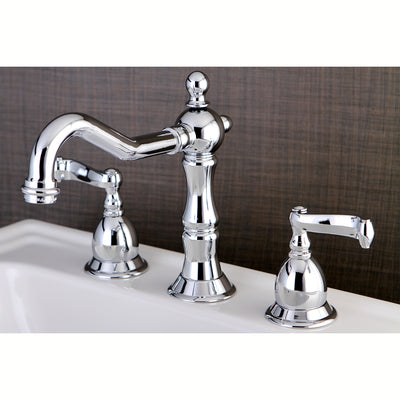Elements of Design ES1971FL Widespread Bathroom Faucet with Brass Pop-Up, Polished Chrome
