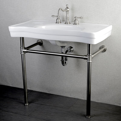 Elements of Design ES1978AL Widespread Bathroom Faucet with Brass Pop-Up, Brushed Nickel