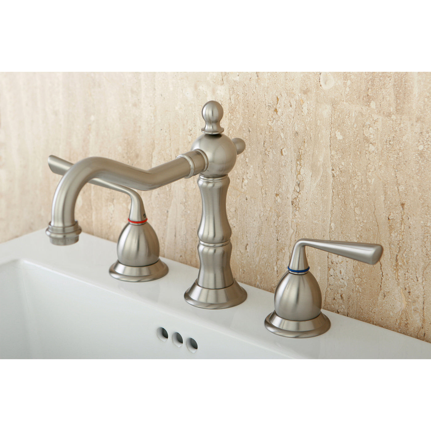 Elements of Design ES1978ZL Widespread Bathroom Faucet with Brass Pop-Up, Brushed Nickel