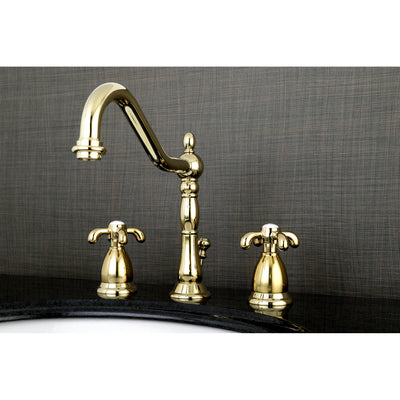 Elements of Design ES1992TX Widespread Bathroom Faucet with Brass Pop-Up, Polished Brass