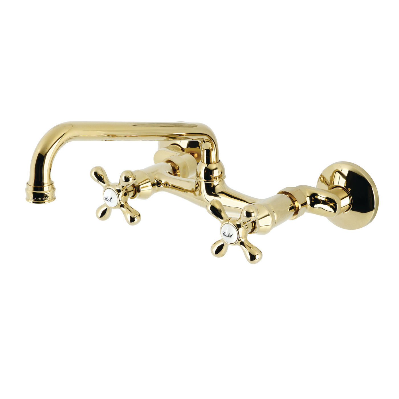 Elements of Design ES2002X Two-Handle Adjustable Center Wall Mount Kitchen Faucet, Polished Brass