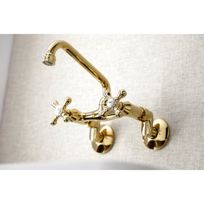 Elements of Design ES2132X Adjustable Center Wall Mount Kitchen Faucet, Polished Brass