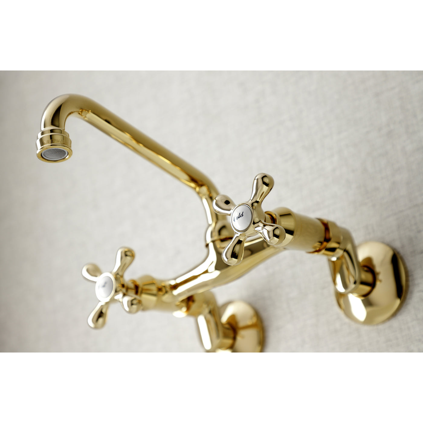 Elements of Design ES2132X Adjustable Center Wall Mount Kitchen Faucet, Polished Brass