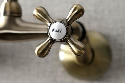 Elements of Design ES2133X Adjustable Center Wall Mount Kitchen Faucet, Antique Brass