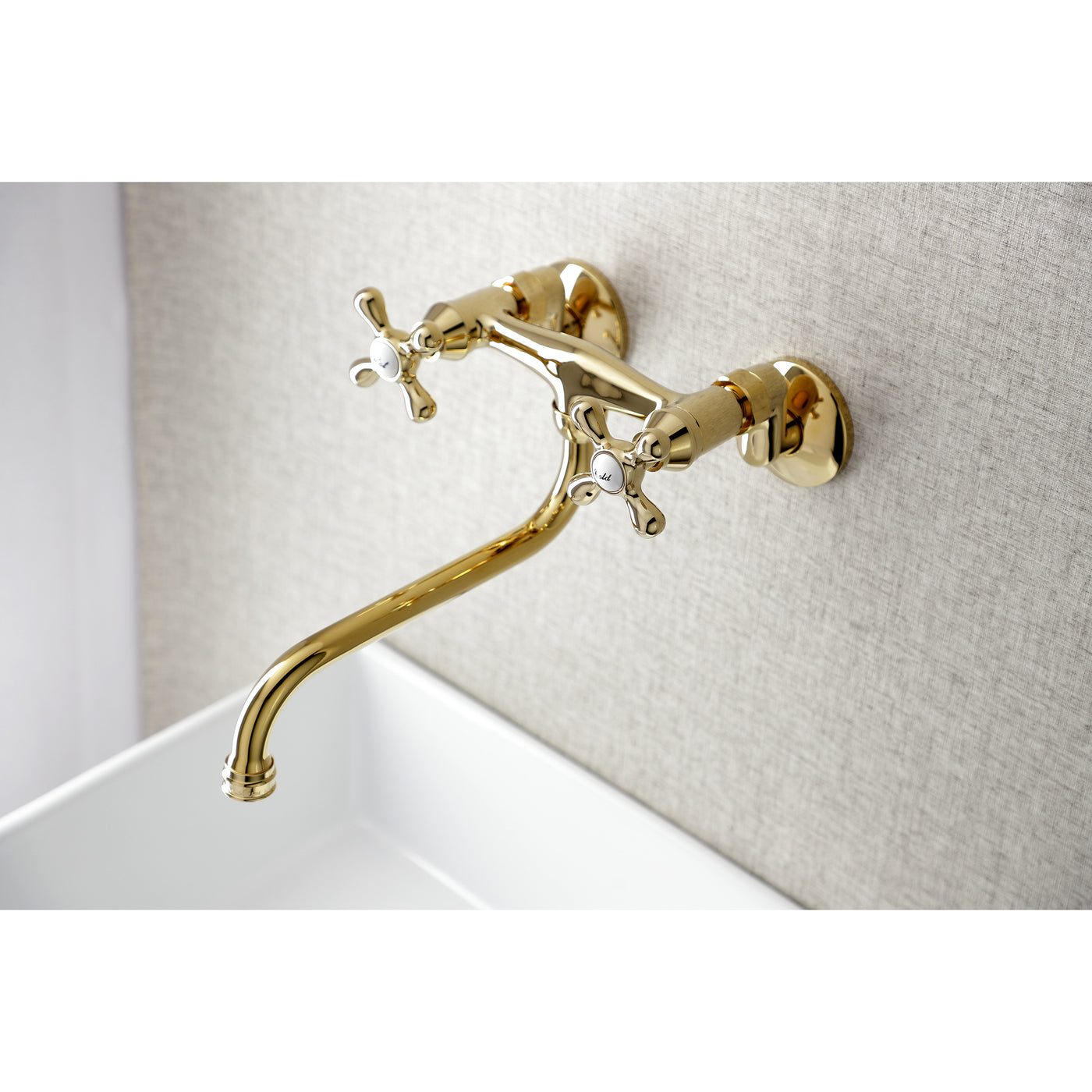 Elements of Design ES215PB Adjustable Center Wall Mount Bathroom Faucet, Polished Brass