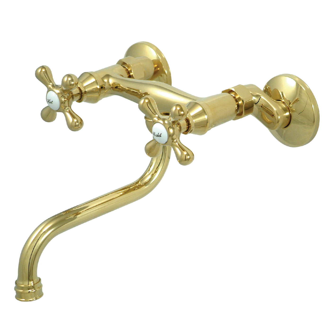 Elements of Design ES216PB Adjustable Center Wall Mount Bathroom Faucet, Polished Brass