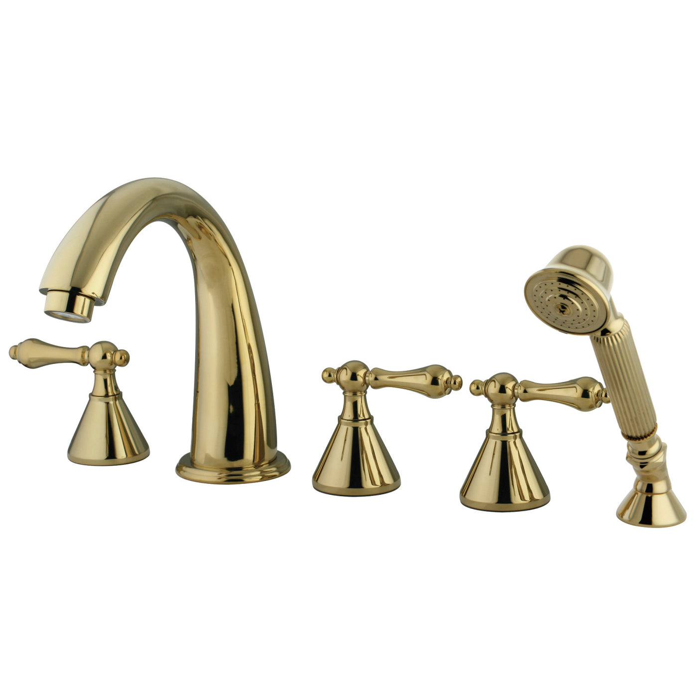 Elements of Design ES23625AL Roman Tub Faucet 5 Pieces with Hand Shower, Polished Brass