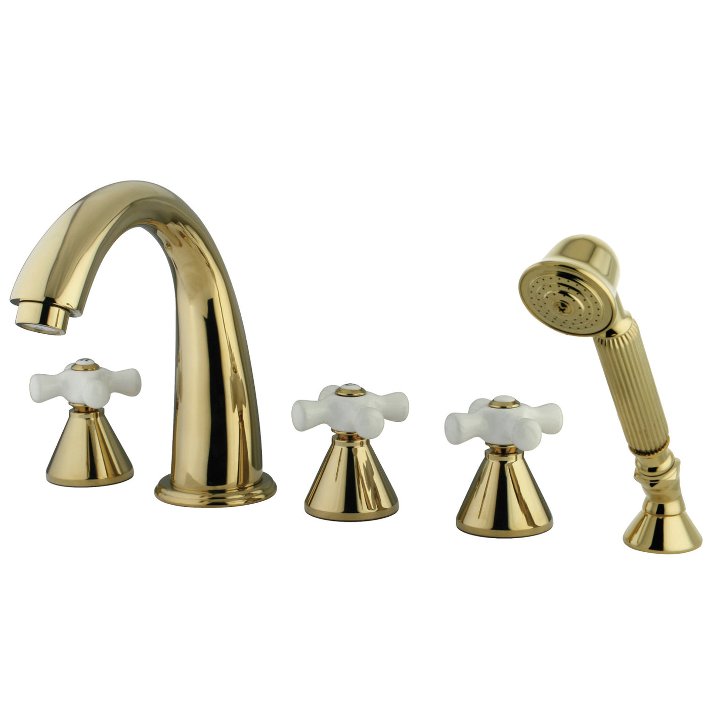Elements of Design ES23625PX 5-Piece Roman Tub Faucet with Hand Shower, Polished Brass