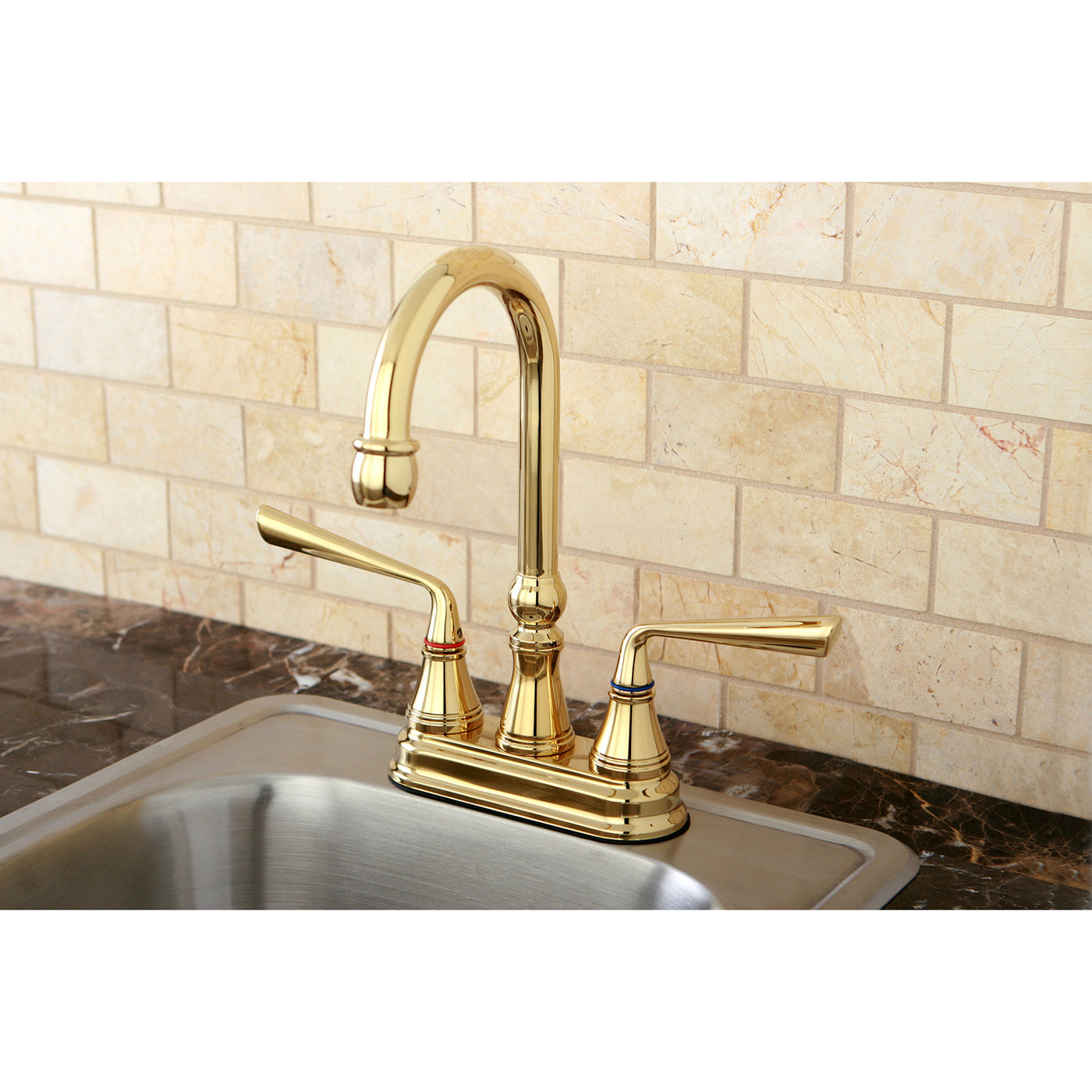 Elements of Design ES2492ZL 4-Inch Centerset Bar Faucet, Polished Brass