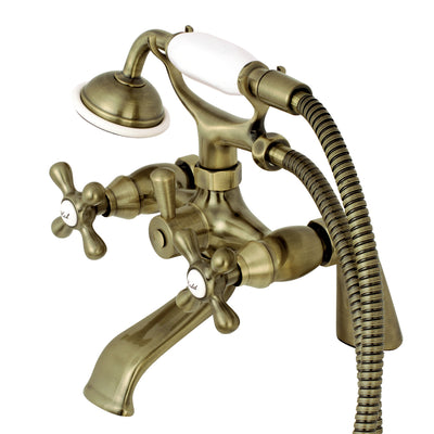 Elements of Design ES2673X Deck Mount Clawfoot Tub Faucet with Hand Shower, Antique Brass