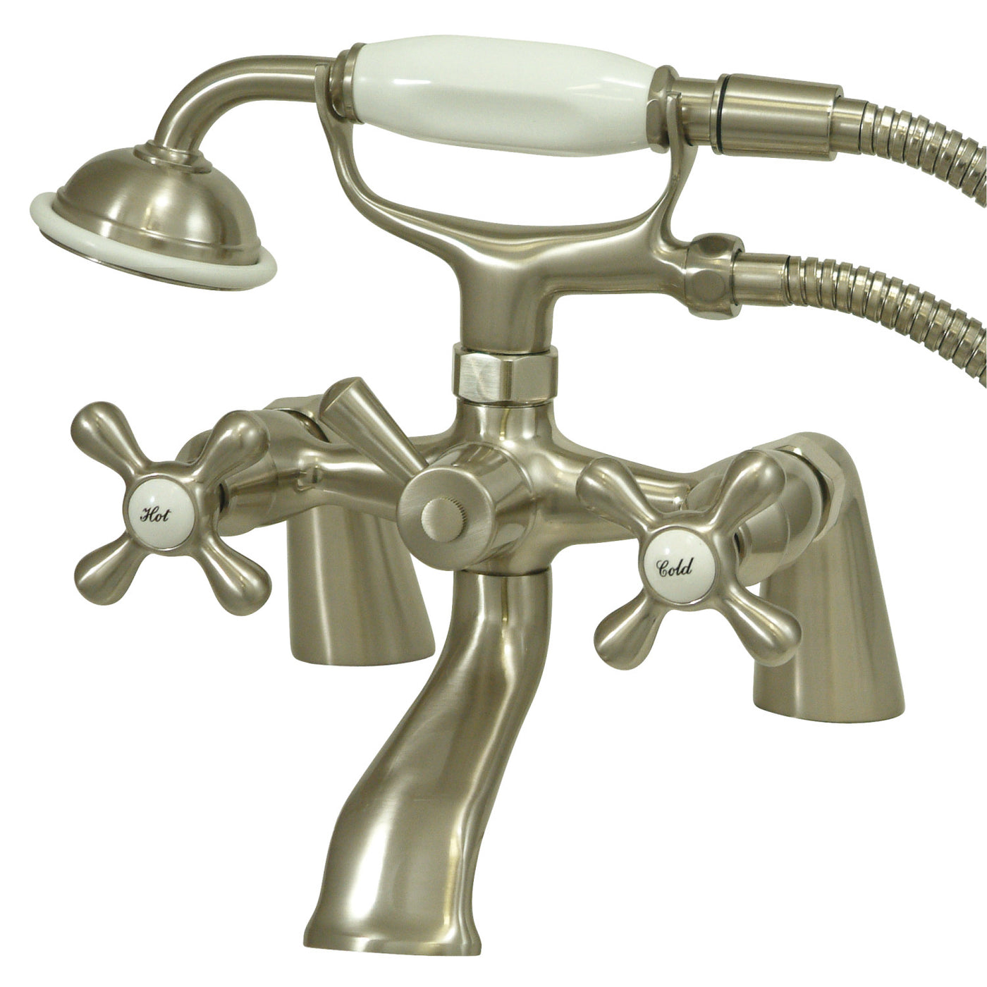 Elements of Design ES2678X Deck Mount Clawfoot Tub Faucet with Hand Shower, Brushed Nickel
