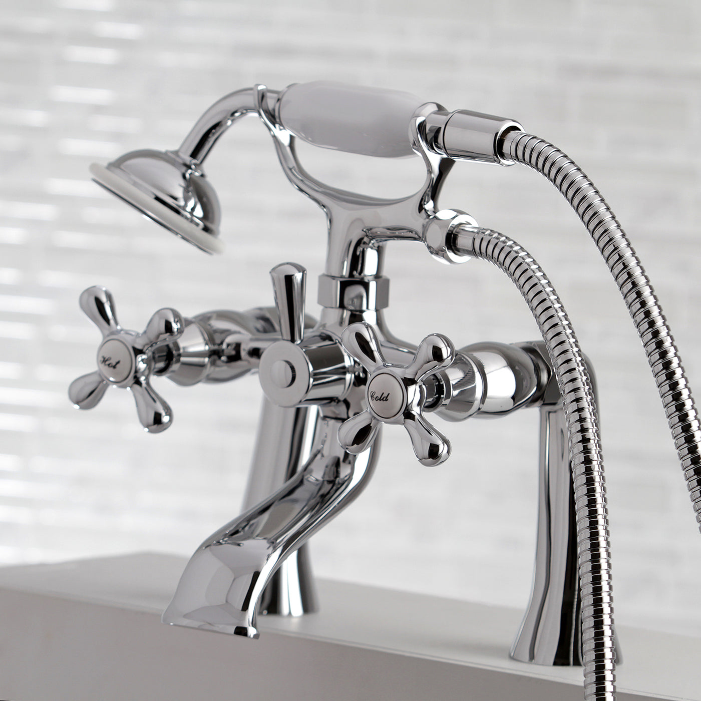 Elements of Design ES2681X Deck Mount Clawfoot Tub Faucet with Hand Shower, Polished Chrome