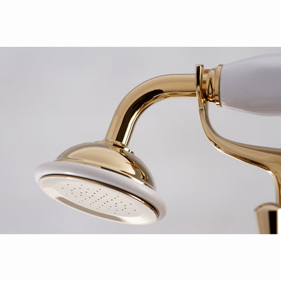 Elements of Design ES2682X Deck Mount Clawfoot Tub Faucet with Hand Shower, Polished Brass