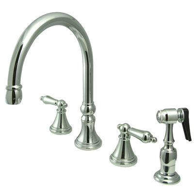 Elements of Design ES2791ALBS Widespread Kitchen Faucet with Brass Sprayer, Polished Chrome