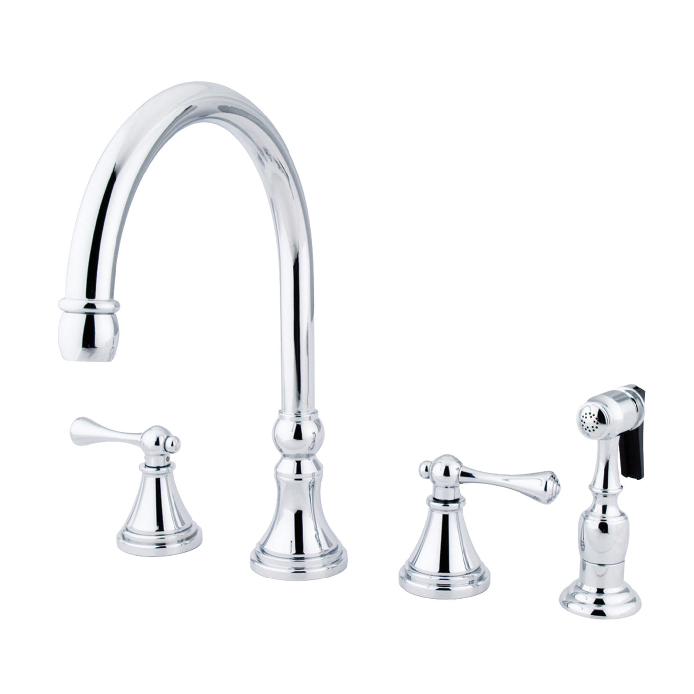 Elements of Design ES2791BLBS Widespread Kitchen Faucet with Brass Sprayer, Polished Chrome